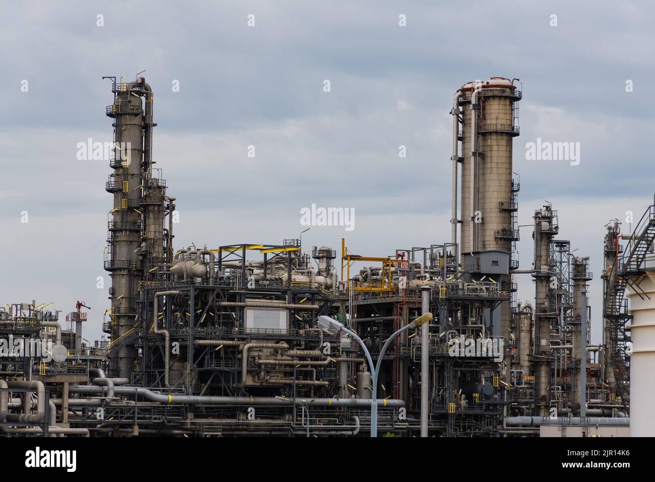 OMV Austria petrol and gas storage tanks in Refinery Schwechat Stock Photo