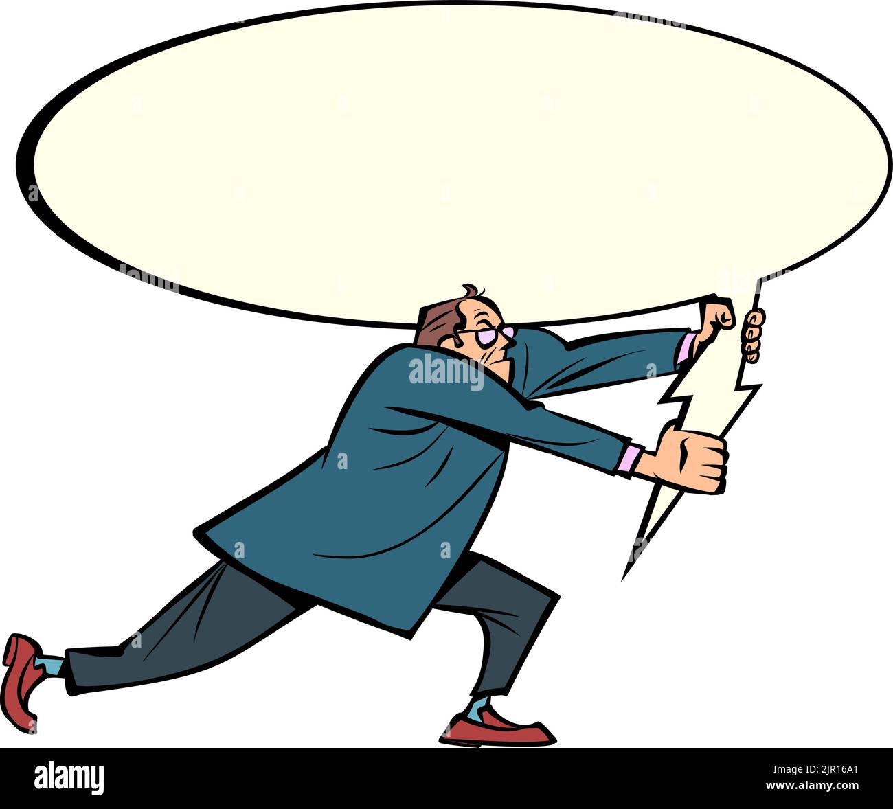 businessman with a comic bubble, conversation and communication in