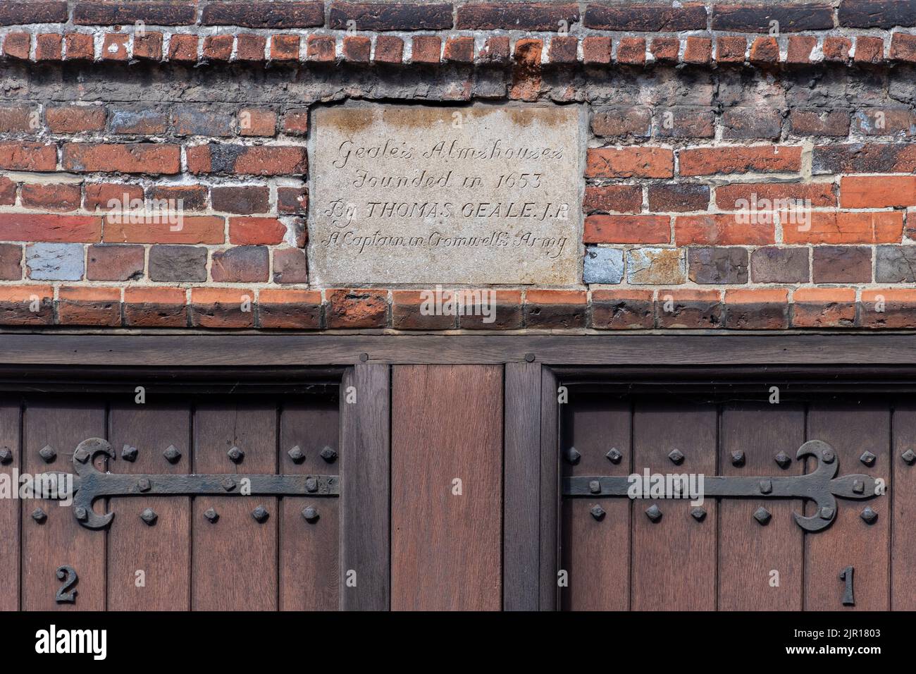 Geale's Almshouses founded in 1653, on Church Street in Alton, a market town in Hampshire, England, UK Stock Photo
