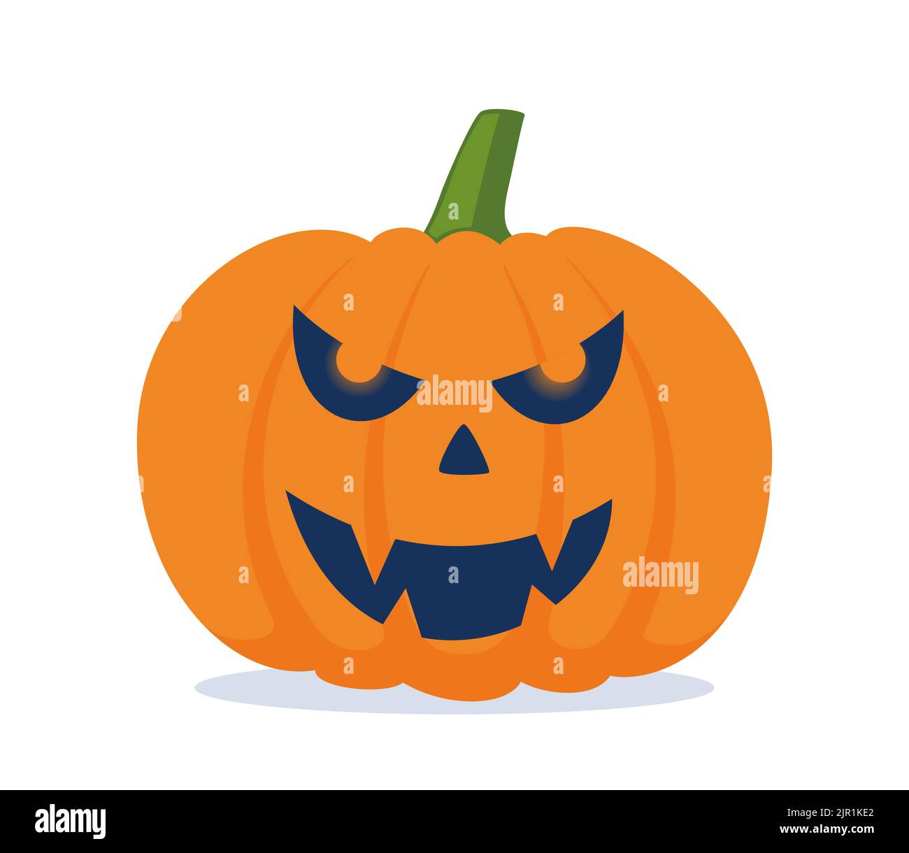 Halloween pumpkin with scary face. Orange squash silhouette isolated on ...