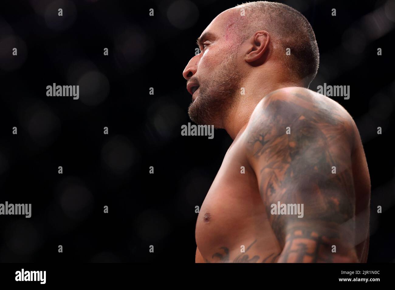 20th August 2022; Copper Box, London, England: PROFESSIONAL FIGHTERS LEAGUE  London MMA; Sofiane Boukichou during his match with Stuart Austin Stock  Photo - Alamy
