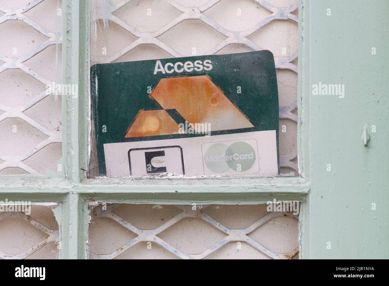Access Credit Card symbol in window - Scotland, UK Stock Photo