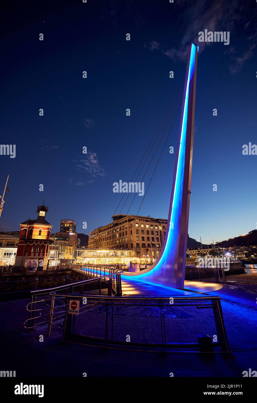 The V&A Waterfront and illumination bridge in Cape Town, South Africa
