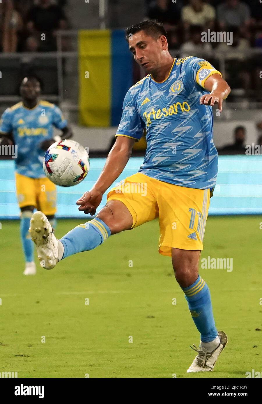 WASHINGTON, DC, USA - 20 AUGUST 2022: Philadelphia Union midfielder Alejandro Bedoya (11) controls the ball during a MLS match between D.C United and the Philadelphia Union on August 20, 2022, at Audi Field, in Washington, DC. (Photo by Tony Quinn-Alamy Live News) Stock Photo