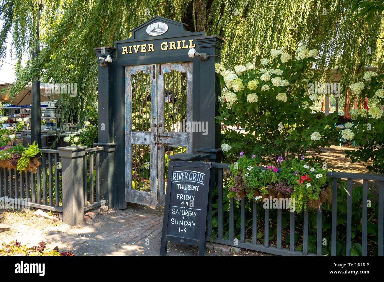 Athens, NY USA Aug 4, 2022 Landscape view of the entrance to The