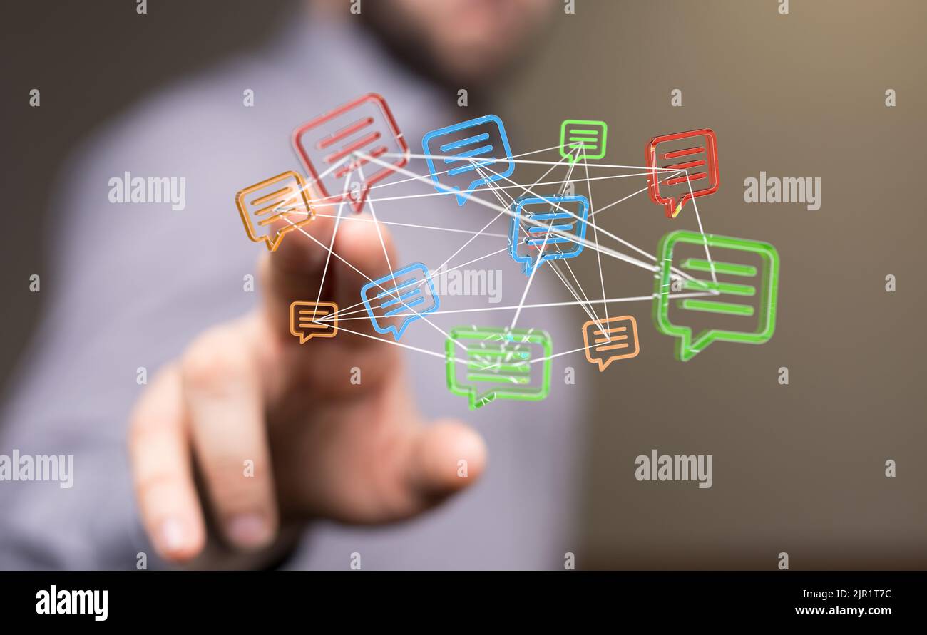 A hand touching global network and data customer connection Stock Photo ...