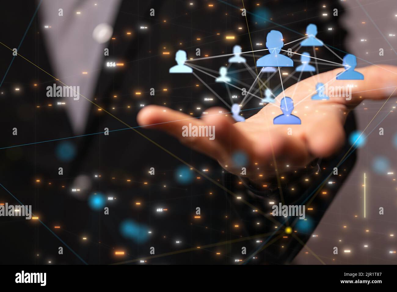 A hand touching global network and data customer connection Stock Photo ...
