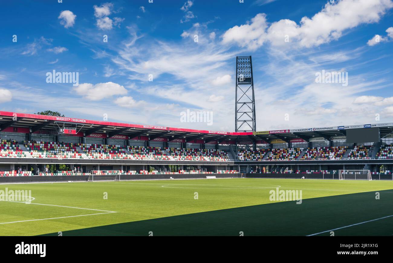 Silkeborg, Denmark - August 2022: JYSK Park, home stadium for football club Silkeborg IF Stock Photo