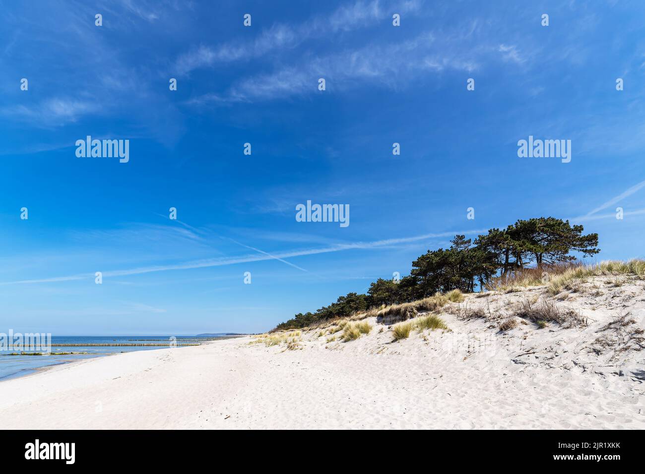 Beach and dunes in Neuendorf on the island Hiddensee, Germany. Stock Photo