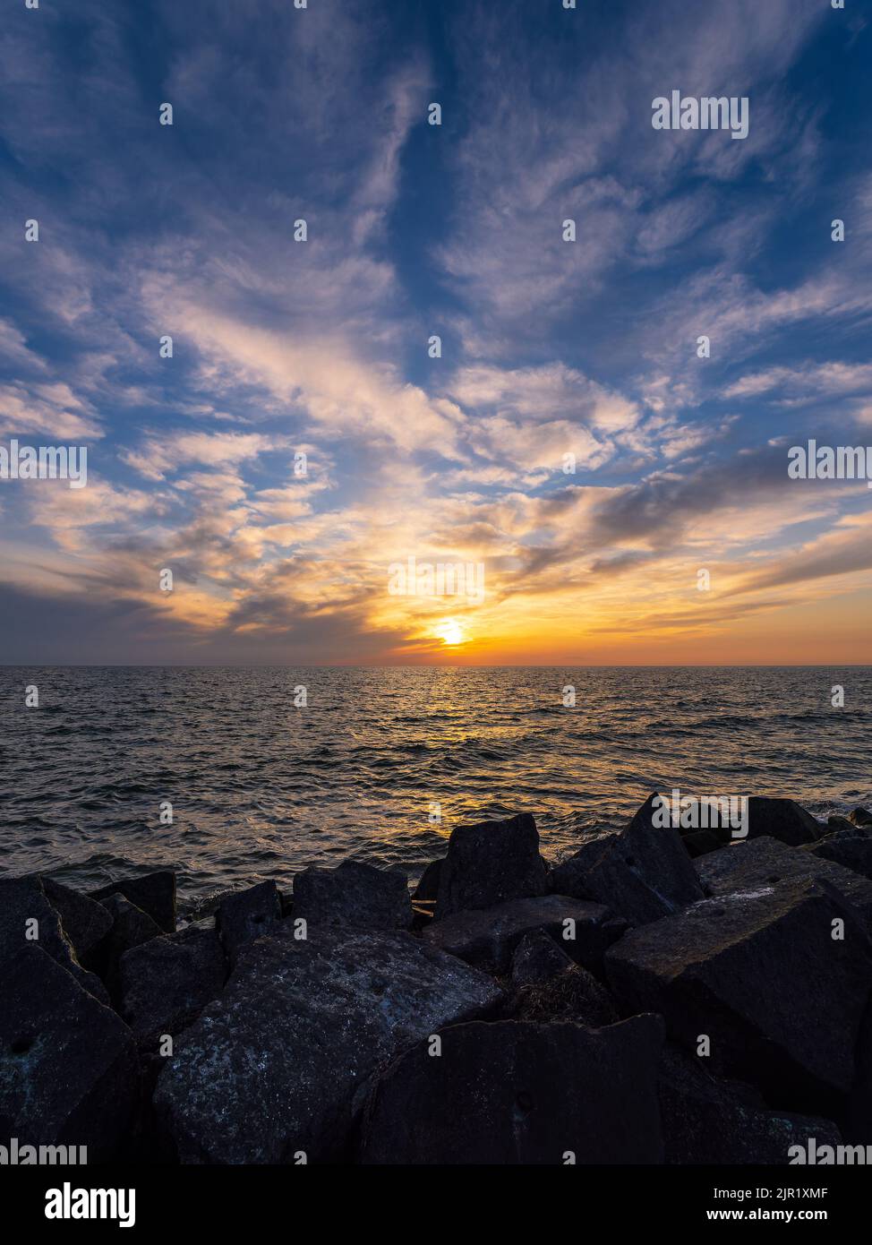 Baltic Sea with sunset on the island Hiddensee, Germany. Stock Photo