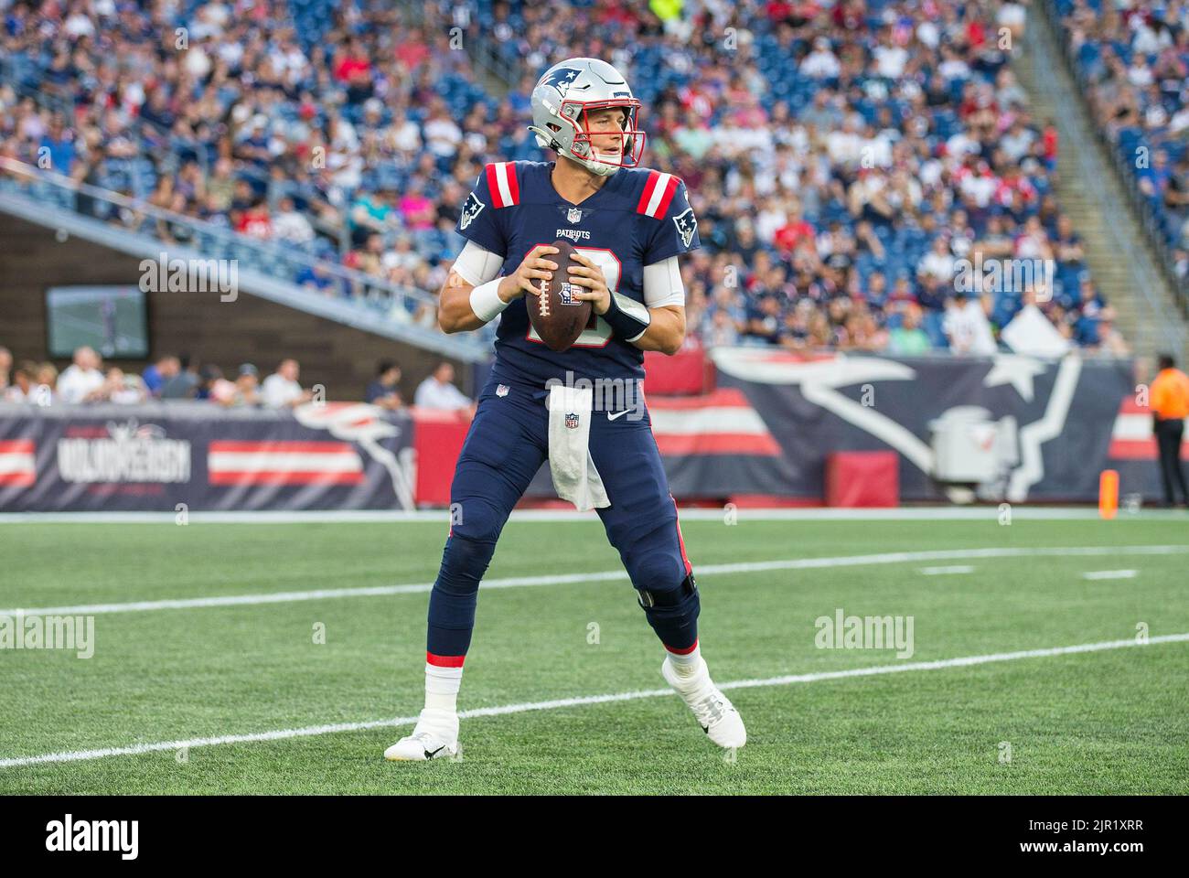 August 19, 2022; Foxborough, MA, USA; New England Patriots quarterback