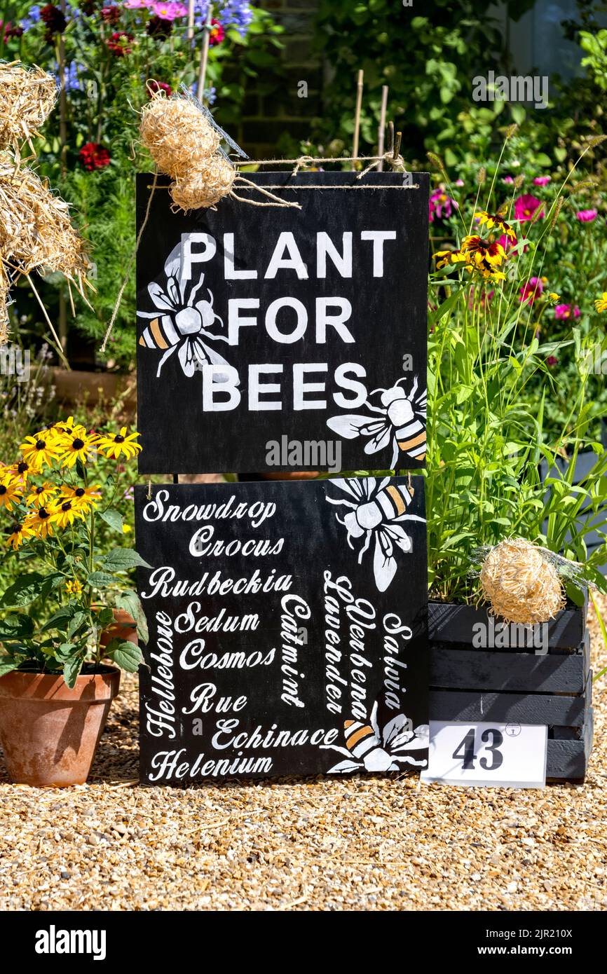 Flamstead scarecrow festival 2022, Flamstead, Herts - Plant for Bees scarecrow flowers Stock Photo