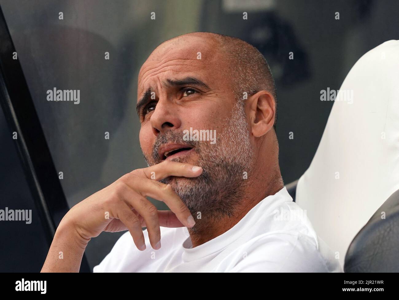 Manchester City manager Pep Guardiola ahead of the Premier League match at St. James' Park, Newcastle. Picture date: Sunday August 21, 2022. Stock Photo