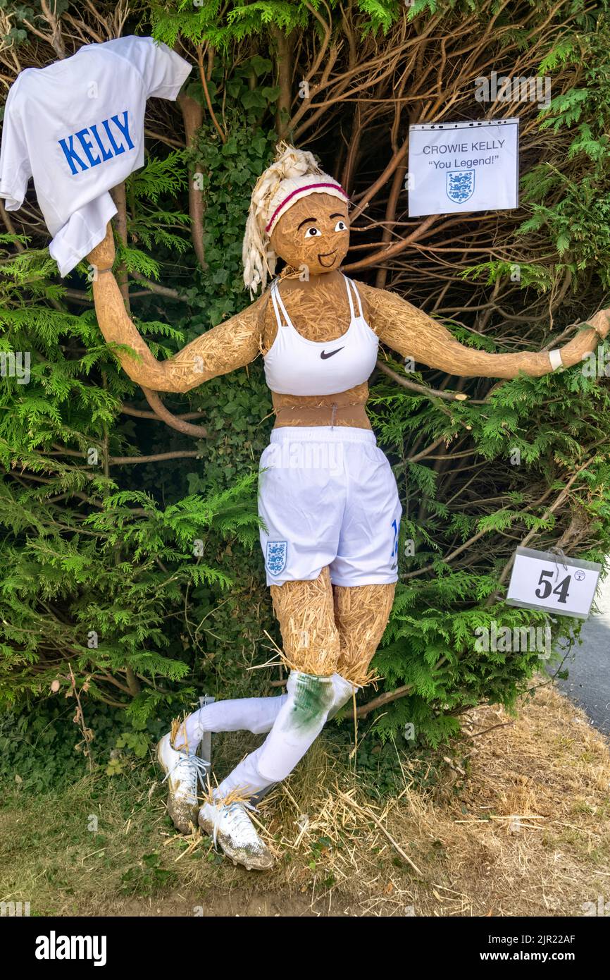 Flamstead scarecrow festival 2022, Flamstead, Herts - Female athlete scarecrow Dame Kelly Holmes Stock Photo