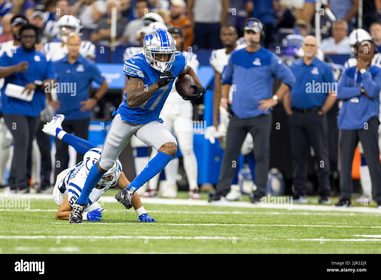 Detroit Lions wide receiver Trinity Benson walks off the field