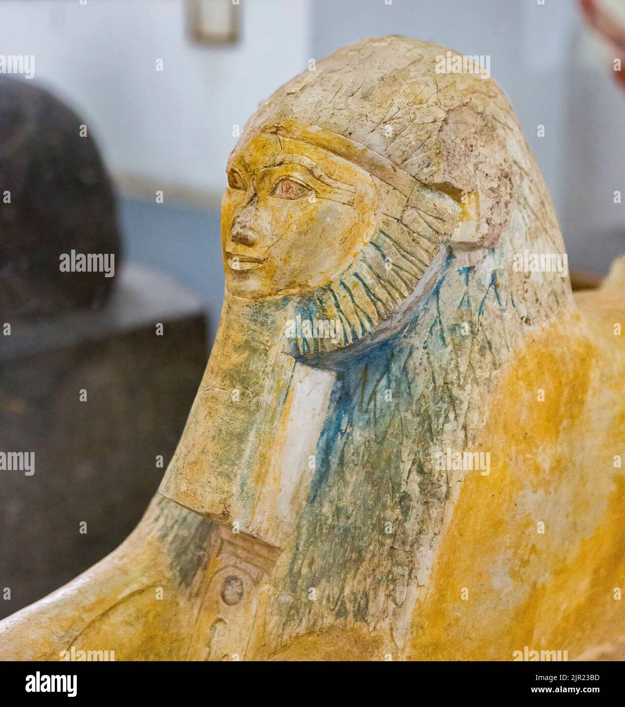 Cairo, Egyptian Museum,  sphinx of Hatshepsut, relatively unusual as its head  has lion features (mane), while this is usually only its body. Stock Photo
