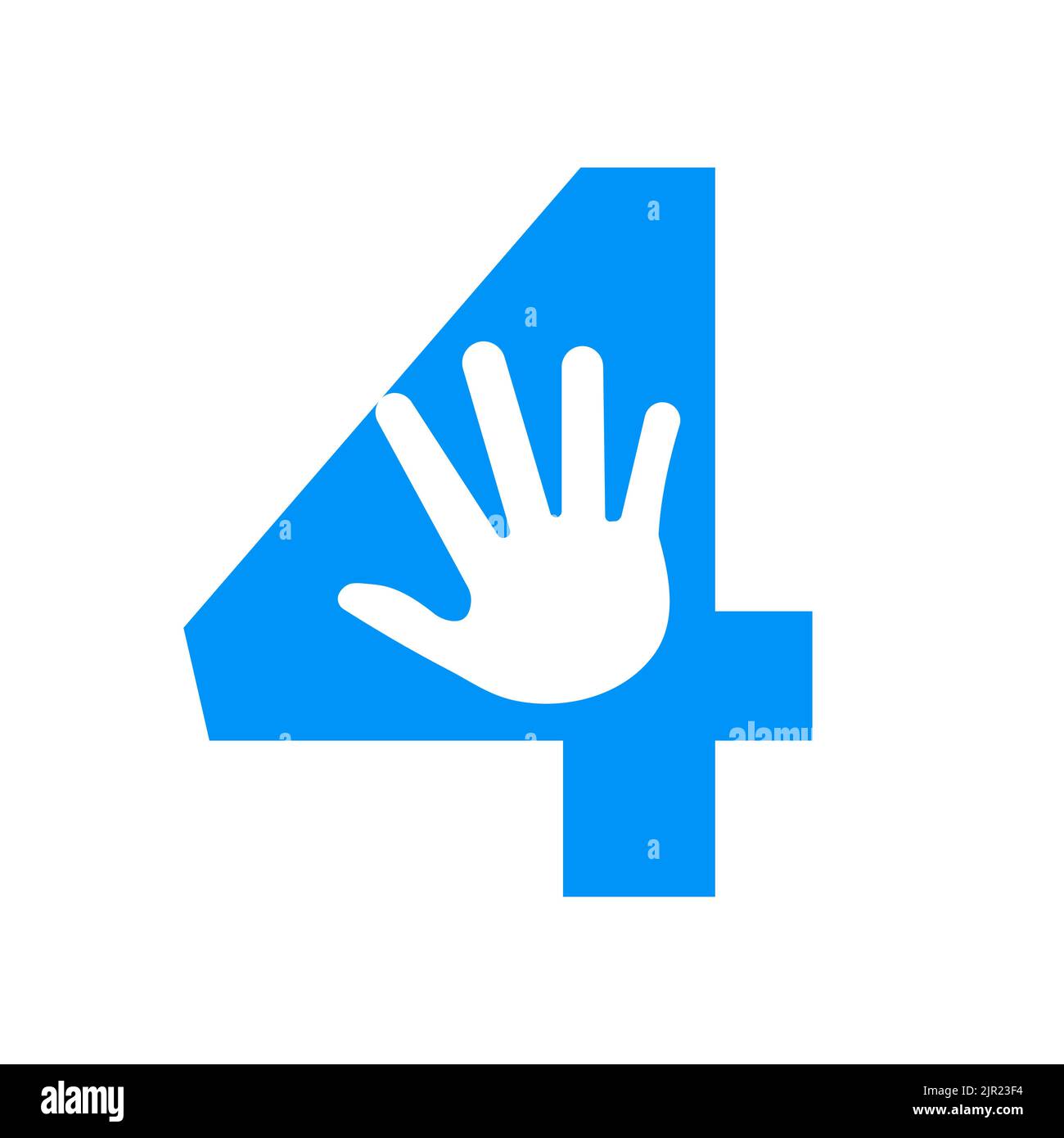 Letter 4 Hand Logo Concept For Hand Care, Charity Sign and Donation ...