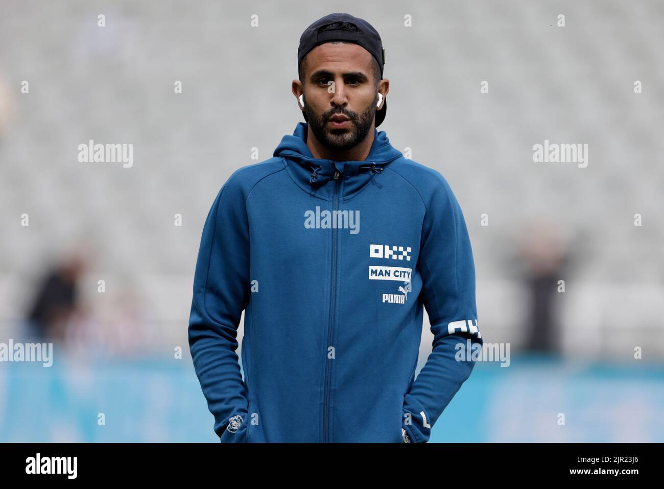Newcastle, UK, 21/08/2022, RIYAD MAHREZ ON THE PITCH BEFORE THE MATCH, MANCHESTER CITY, 2022Credit: Allstar Picture Library/ Alamy Live News Stock Photo