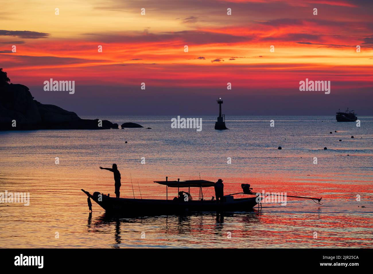 Colorful twilight scenery over the sea in Kho Tao island, Thailand Stock Photo