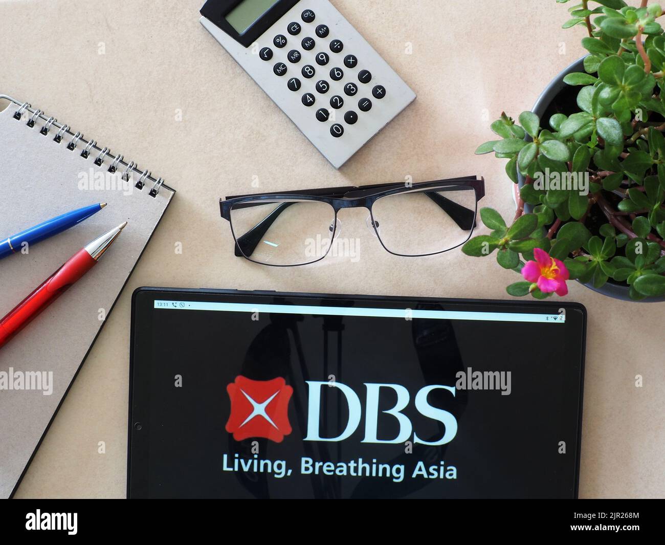 Germany. 21st Aug, 2022. In this photo illustration, a DBS Bank (Hong Kong) Limited logo seen displayed on a tablet. (Credit Image: © Igor Golovniov/SOPA Images via ZUMA Press Wire) Stock Photo