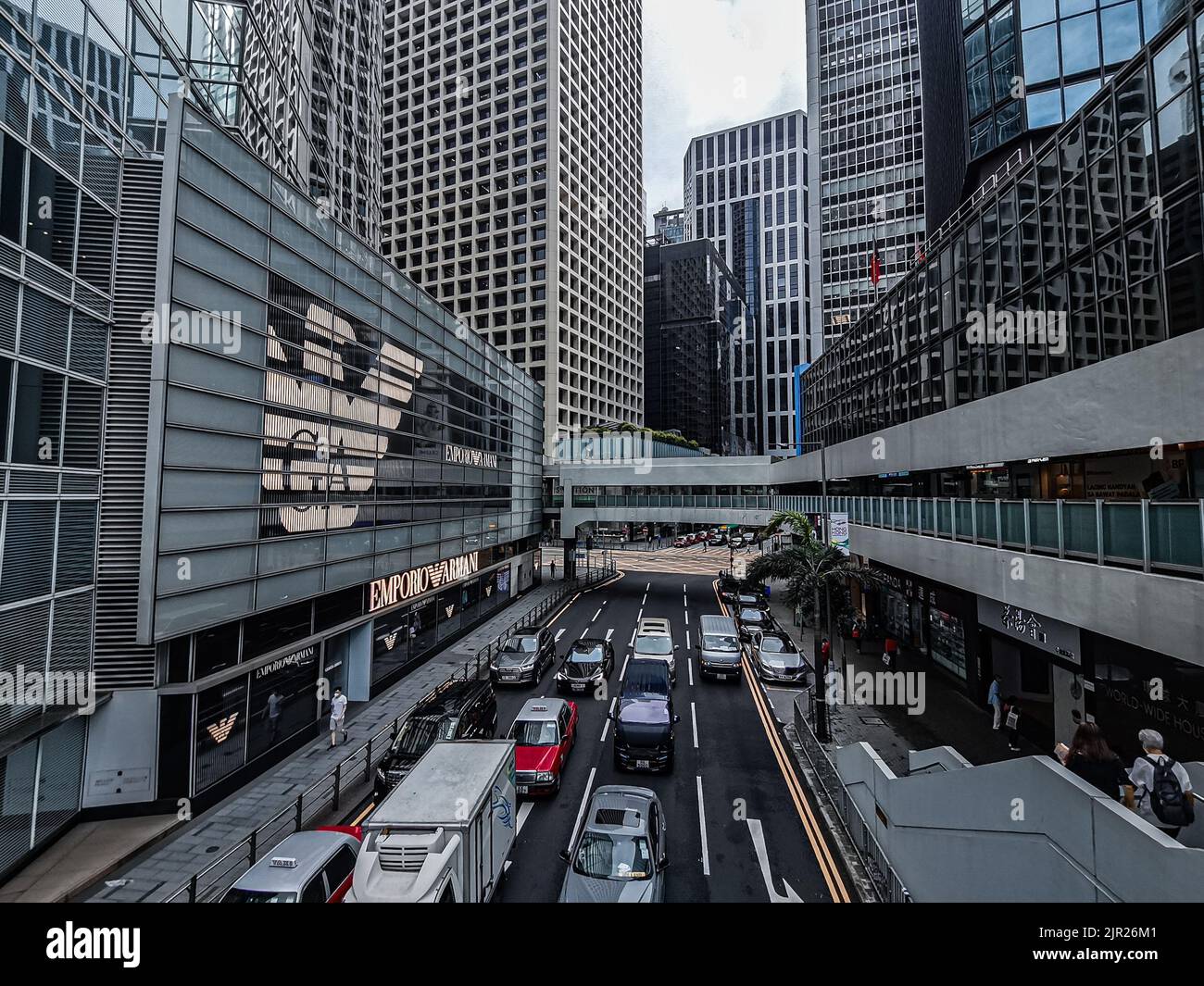 A beautiful shot of the central street in Hong Kong, China Stock Photo