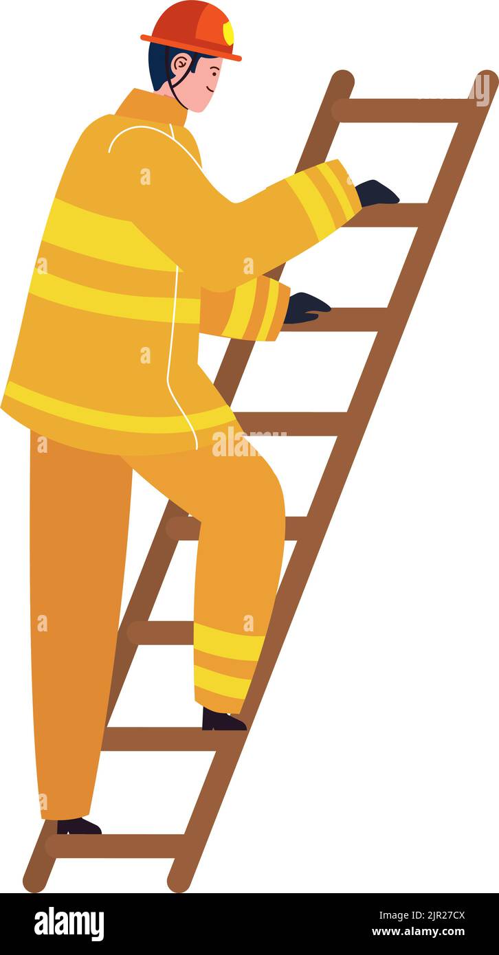 Fireman Climbing Ladder Clip Art Firefighter Ladder Axe Stock