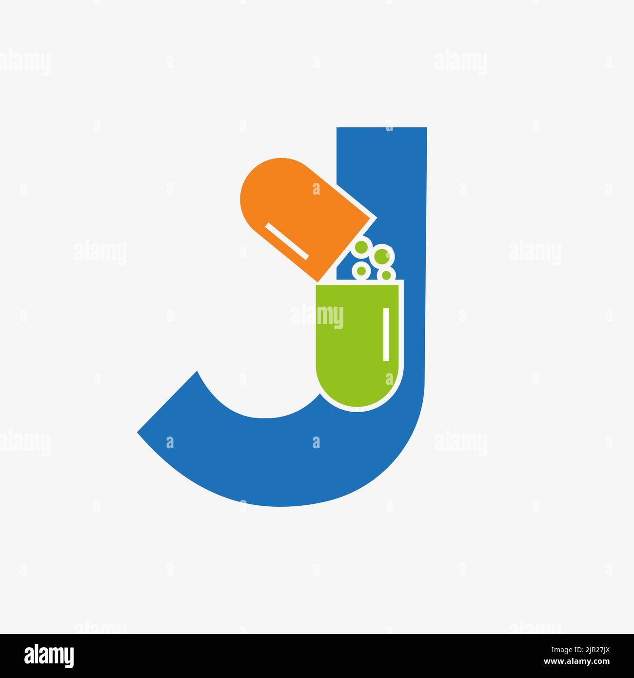 Letter J Medicine Tablet Logo Concept for Healthcare Logo Sign Vector