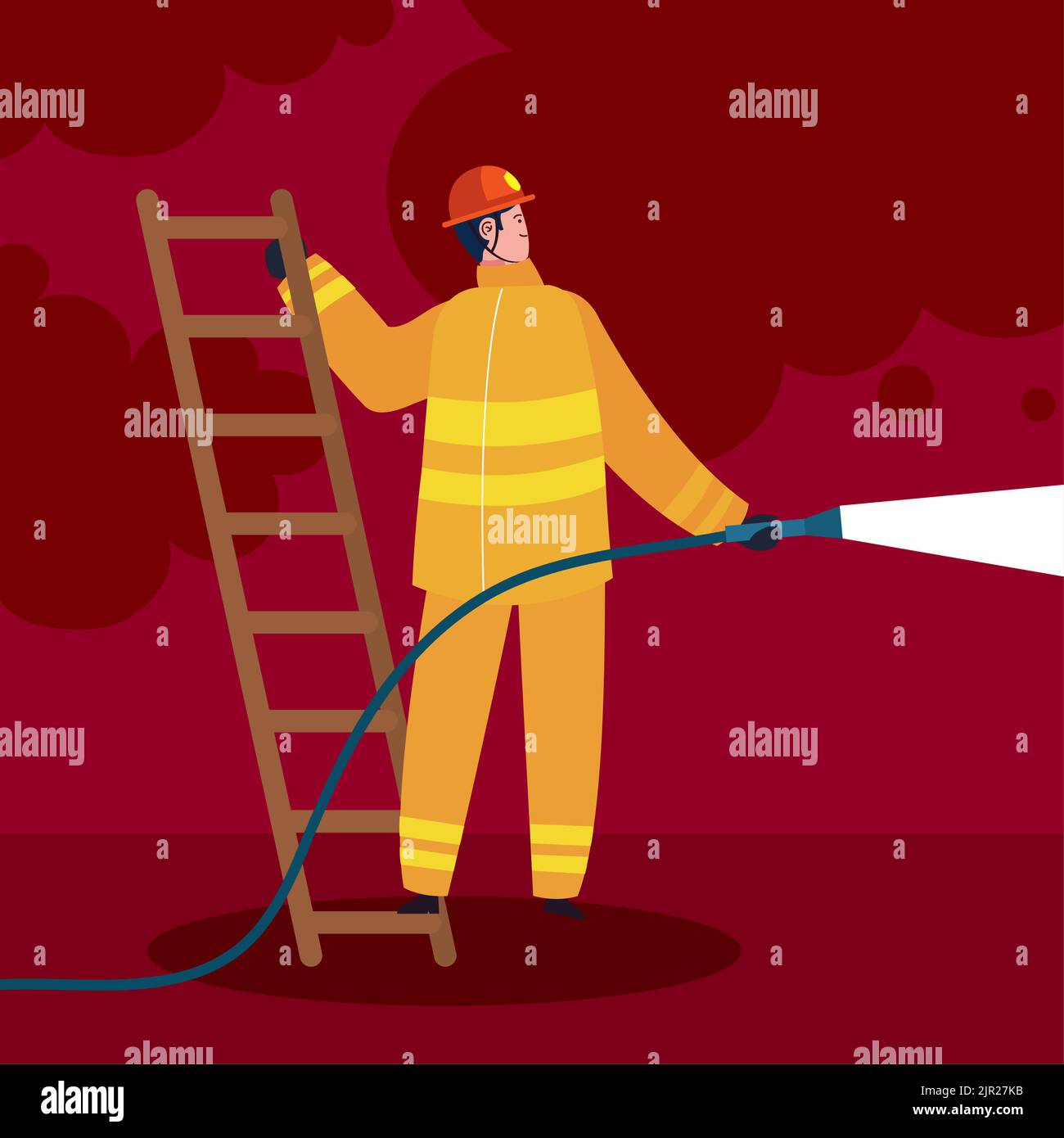 firefighter in stair with hose Stock Vector Image & Art - Alamy