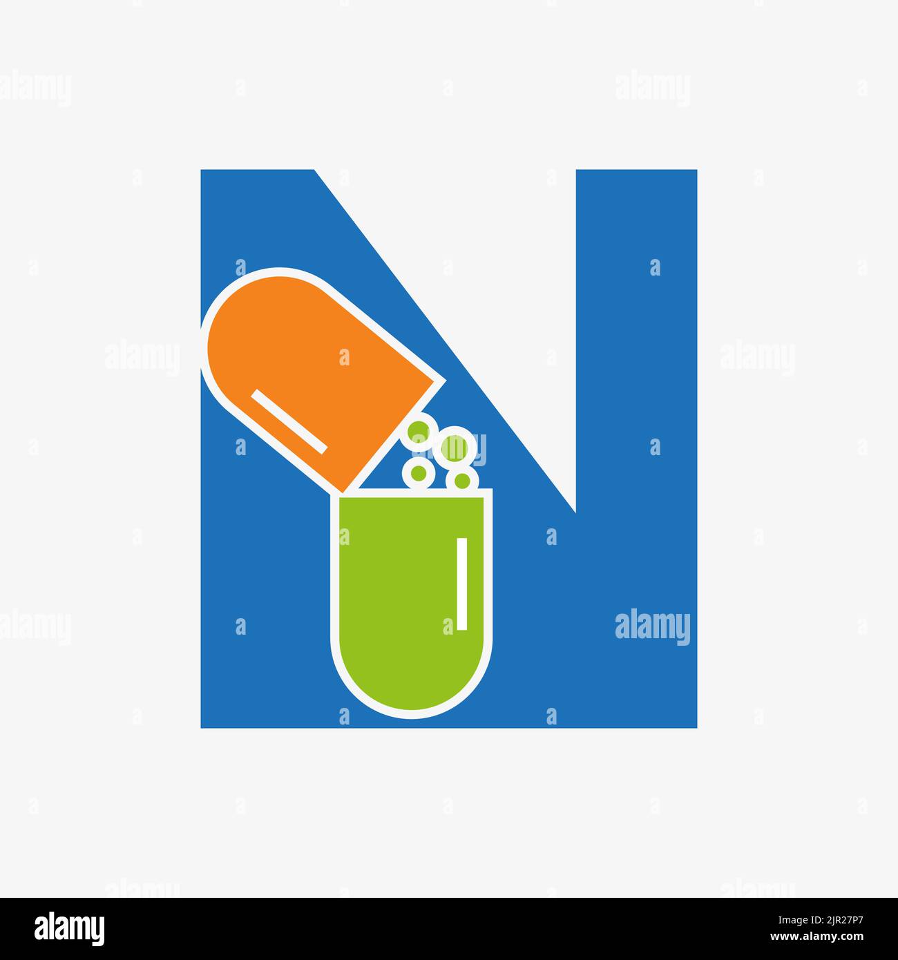 Letter N Medicine Tablet Logo Concept for Healthcare Logo Sign Vector Template Stock Vector