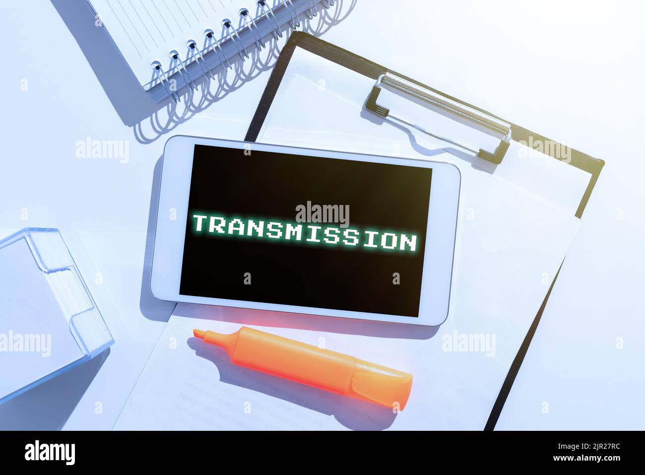 Writing displaying text Transmission. Word for Automobile engine part