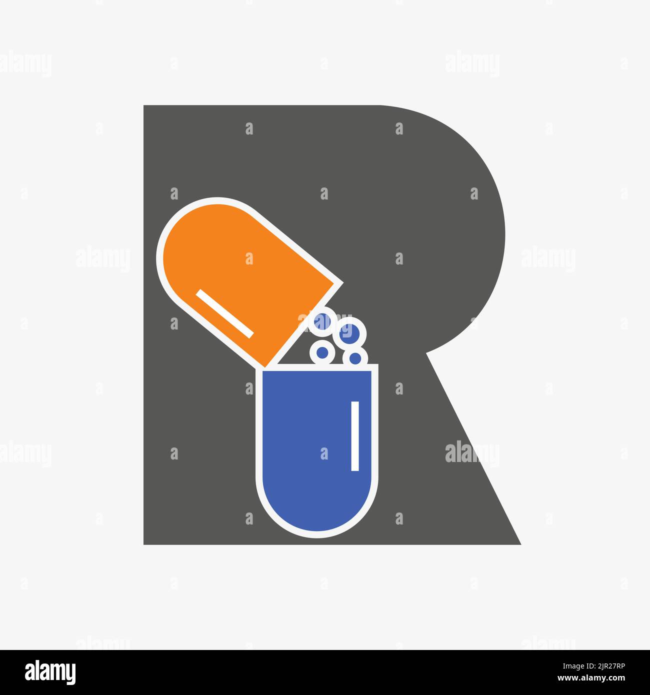 Letter R Medicine Tablet Logo Concept for Healthcare Logo Sign Vector Template Stock Vector