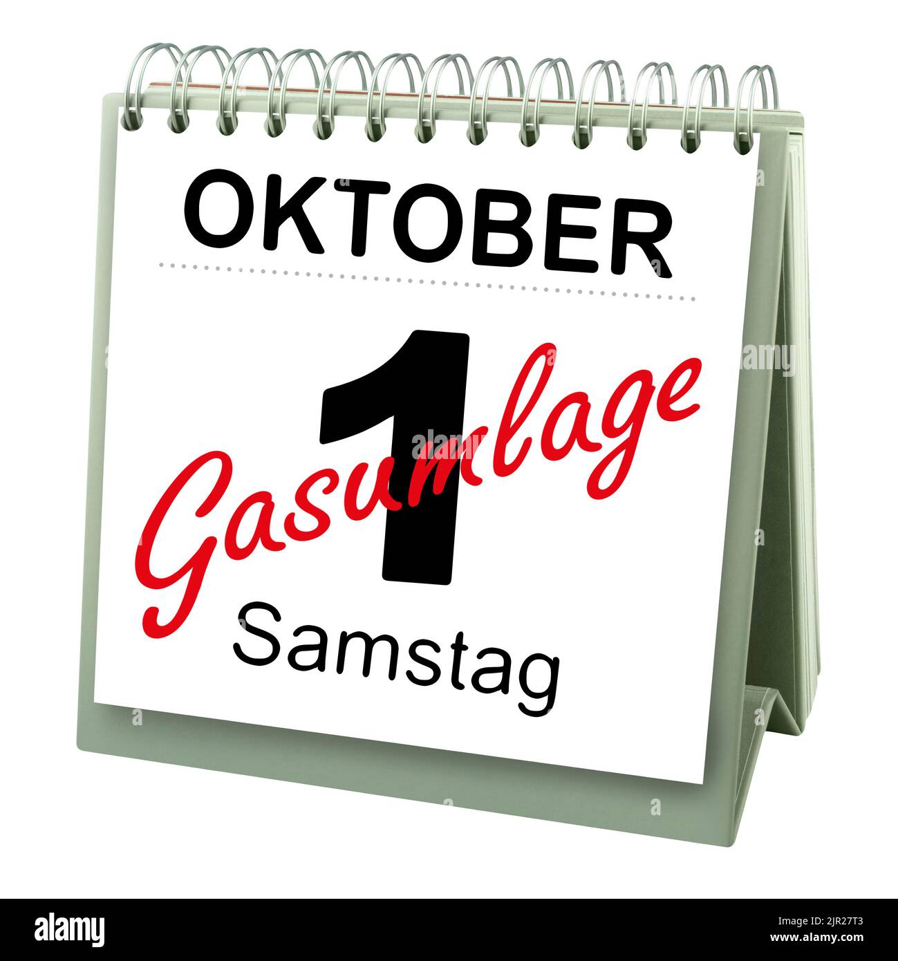 Deutscher Kalender Datum 1. Oktober 2022 Samstag und Gasumlage Stock Photo