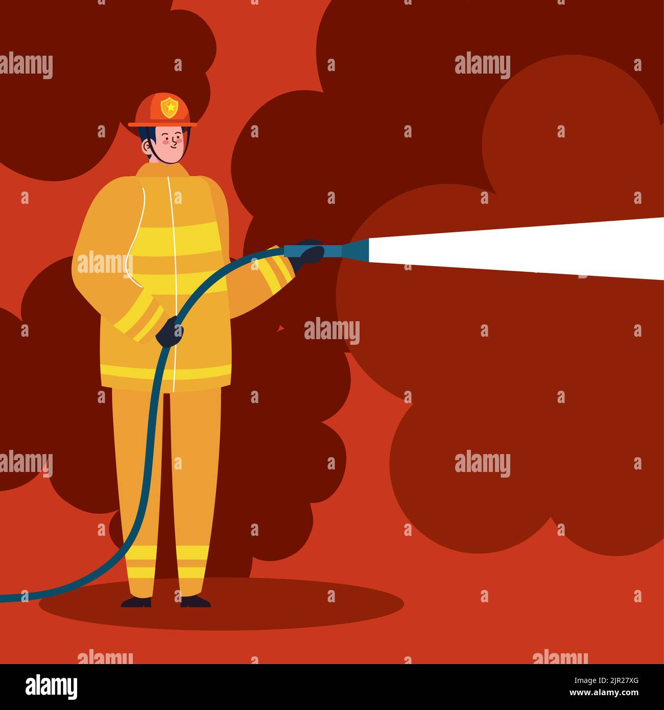 firefighter using hose Stock Vector Image & Art - Alamy