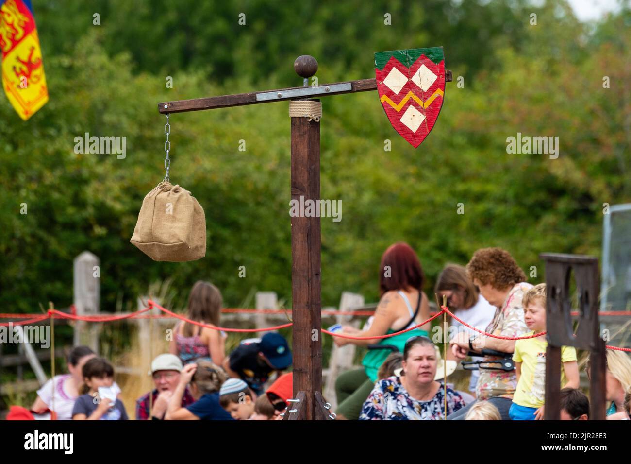 Chalfont, UK. 21 August 2022. A quintain at a medieval jousting