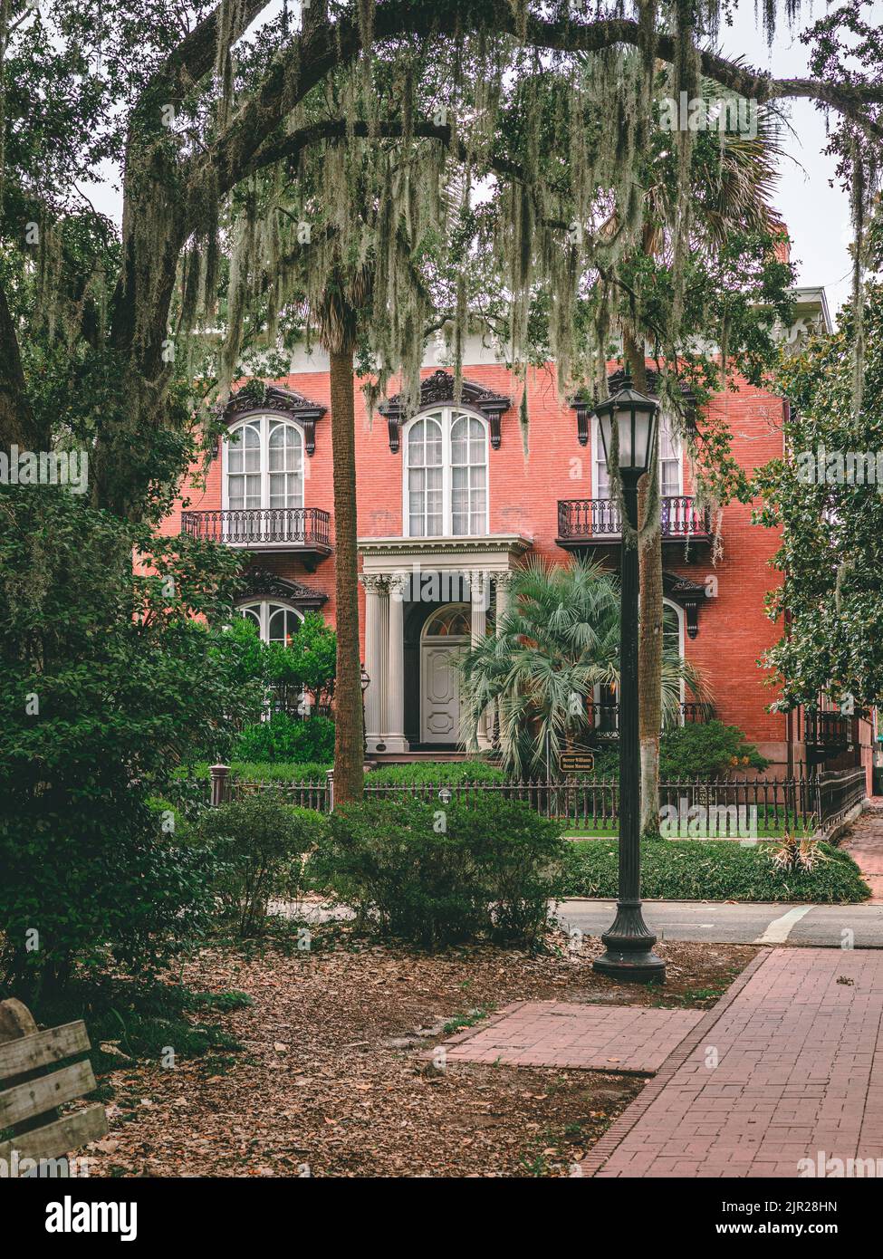 A vertical shot of the Mercer Williams House Museum in Savannah, Georgia Stock Photo