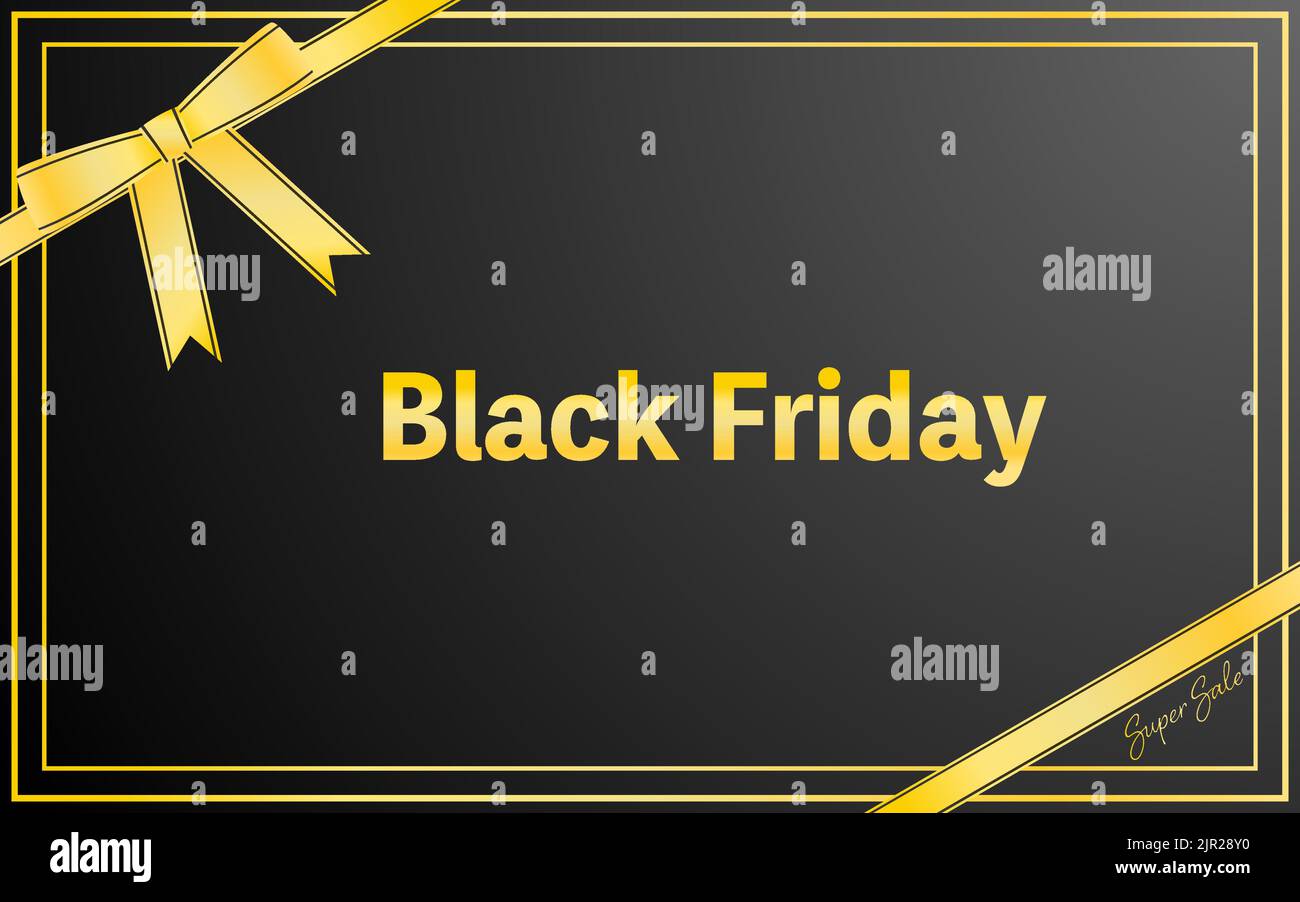 Black Friday Backgrounds, title frame with golden ribbon on black