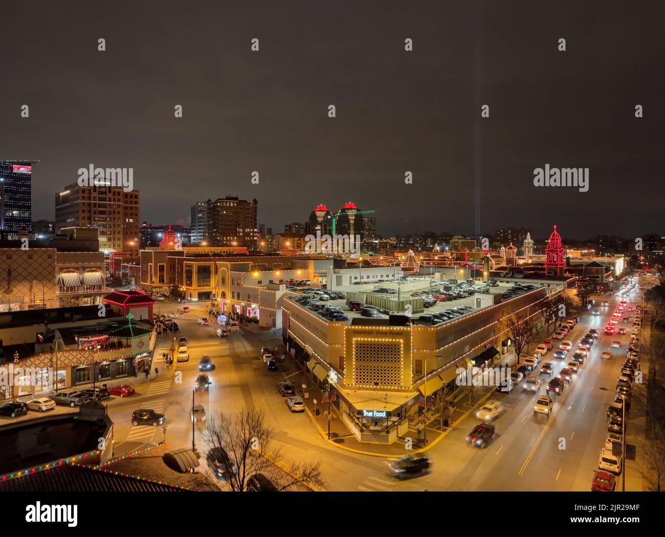 An aerial view of modern buildings during the dark night Stock Photo ...