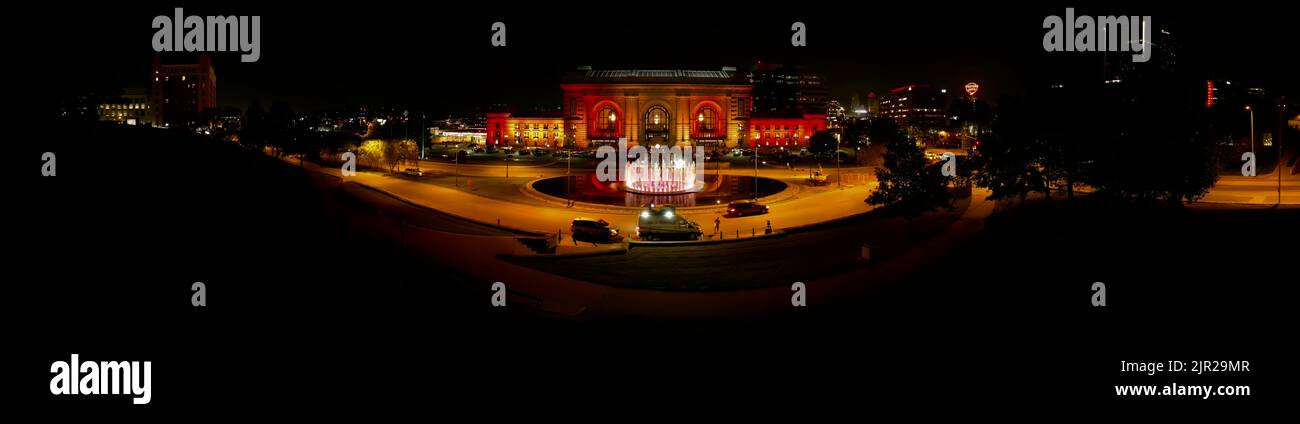 A panorama view of modern buildings during the dark night Stock Photo ...