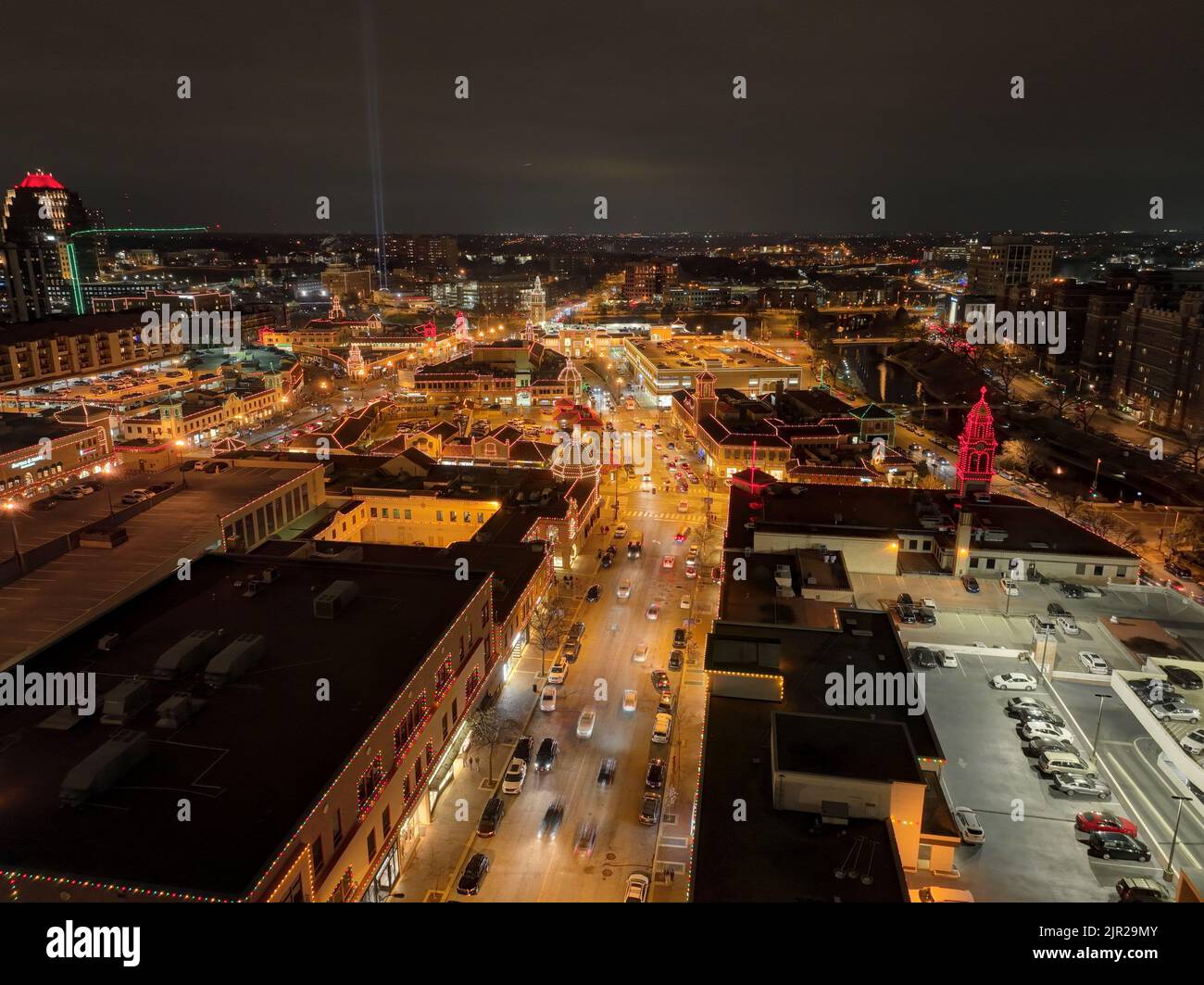 An aerial view of modern buildings during the dark night Stock Photo ...