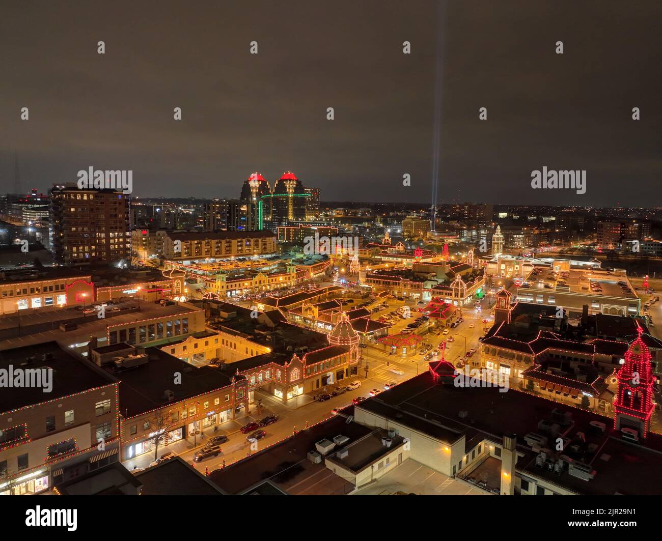 An aerial view of modern buildings during the dark night Stock Photo ...