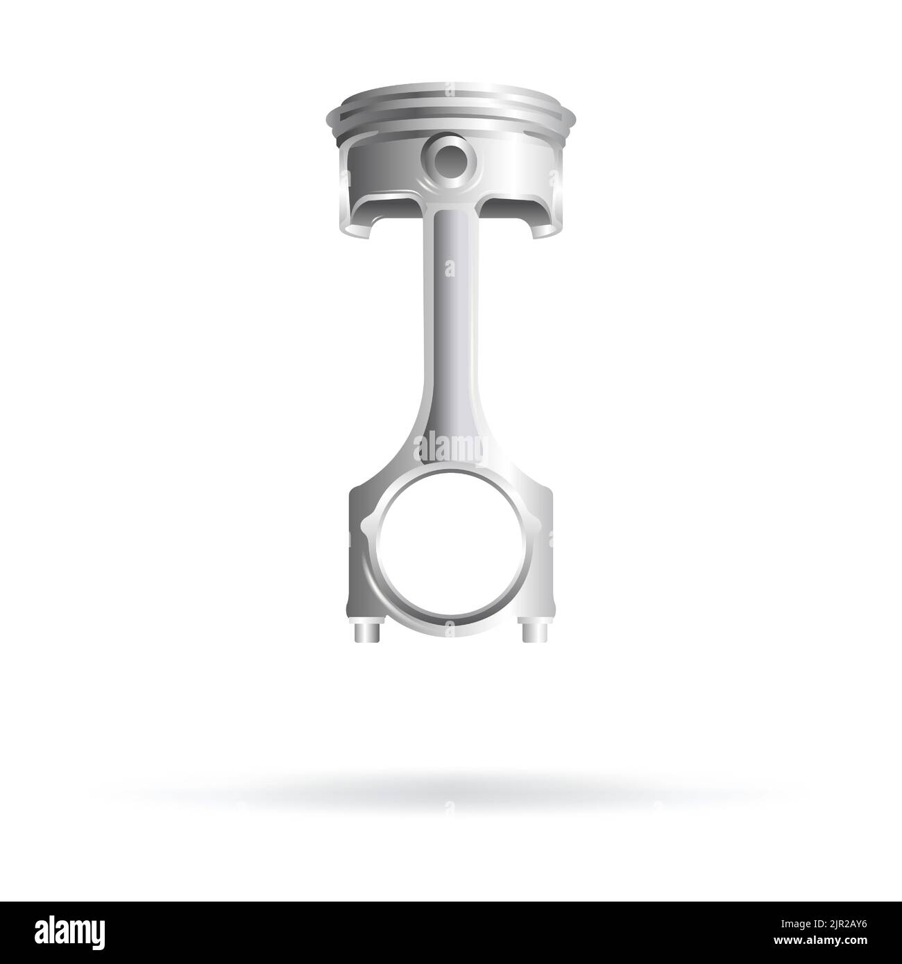 Vector illustration, piston with car connecting rod, steering wheel