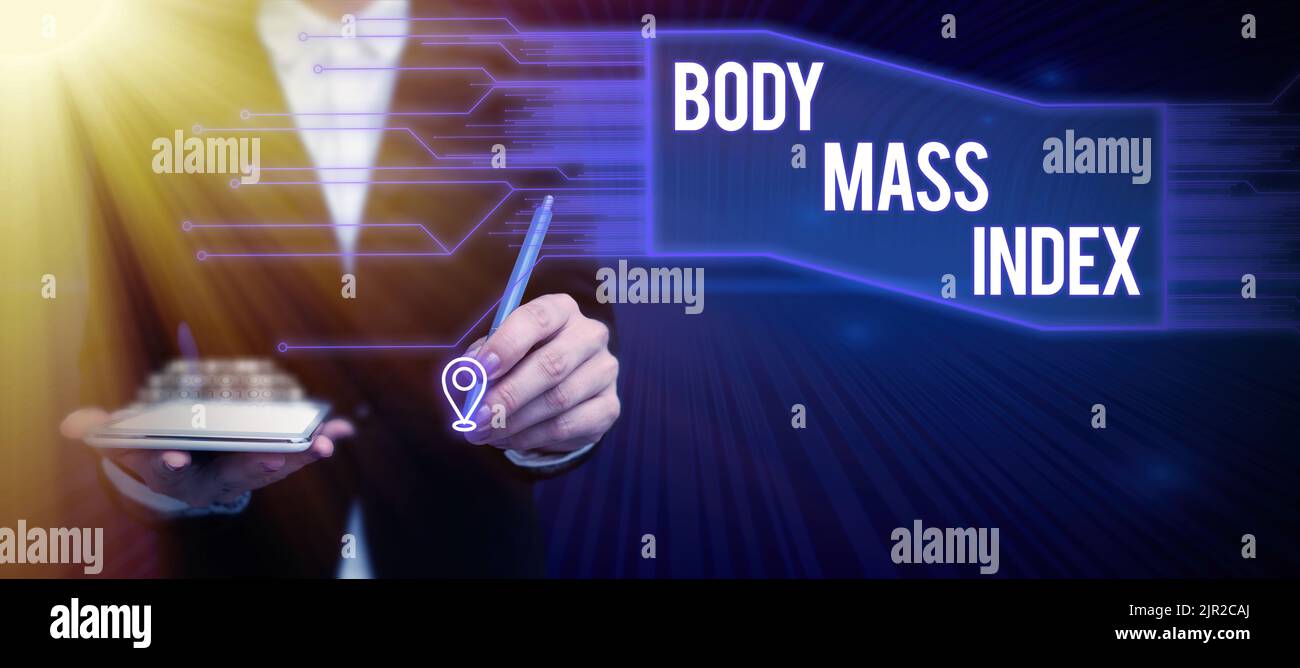 Text caption presenting Body Mass Index. Concept Value derived