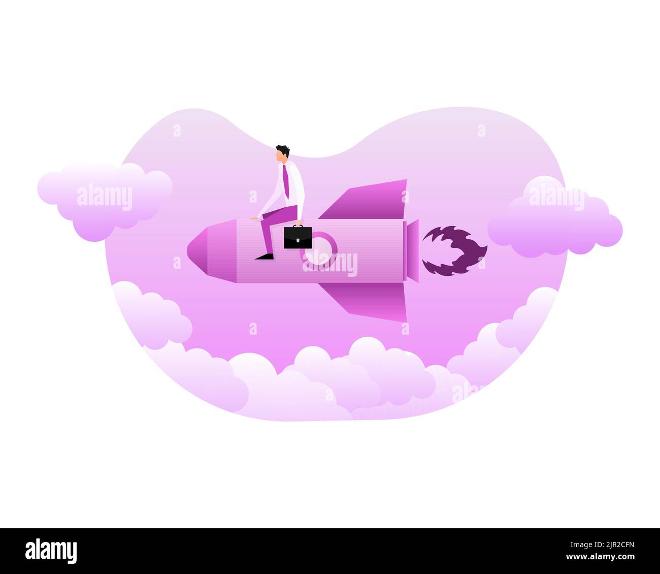 Start up new business project. Spaceship launch. Launch space rocket ...