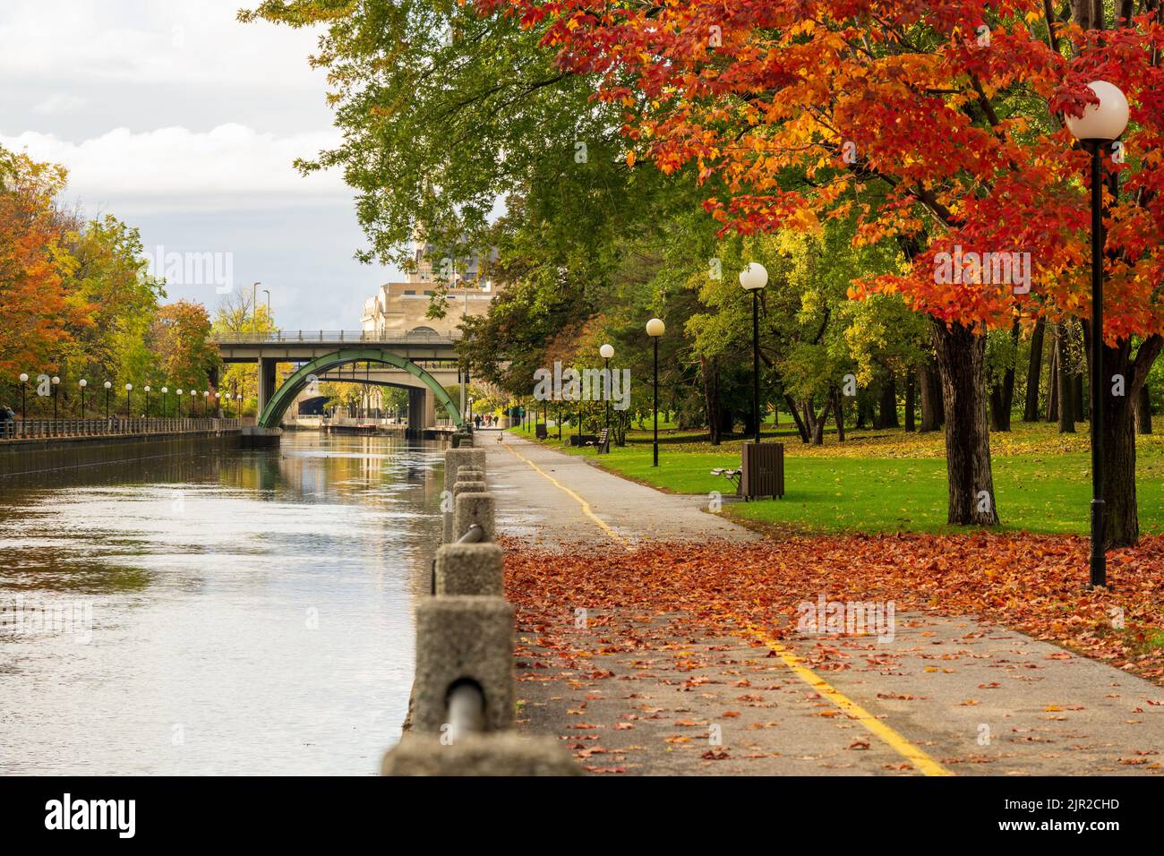 Fall foliage in Ottawa, Ontario, Canada. Rideau Canal Eastern Pathway