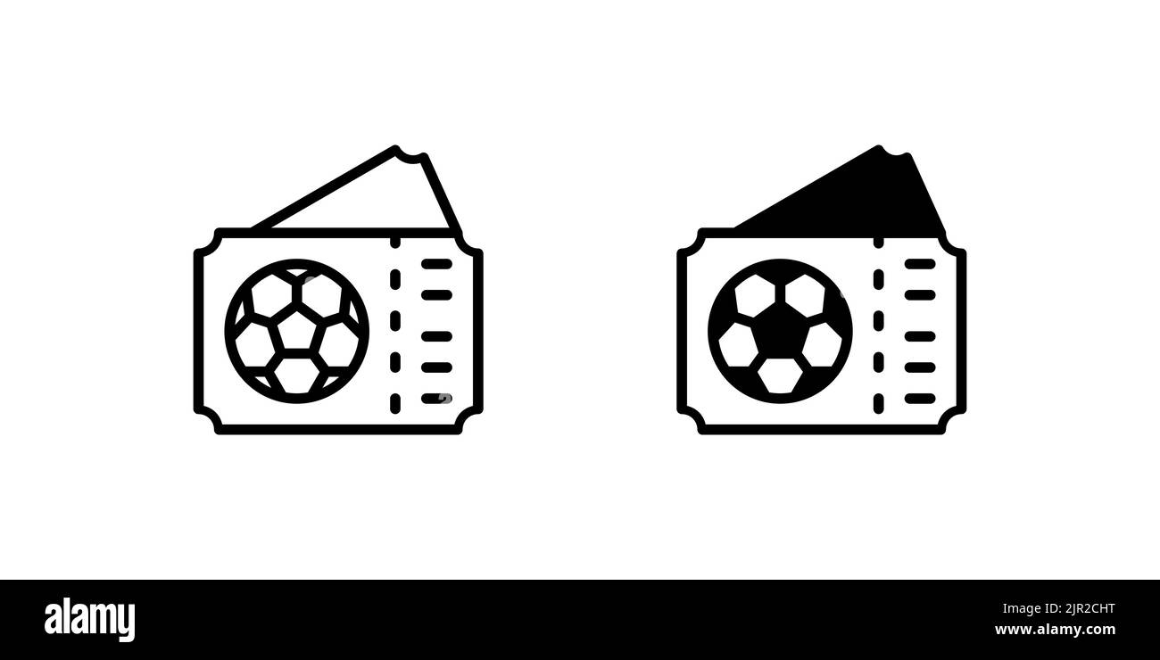 Two stadium admission ticket icons to watch a football match Stock