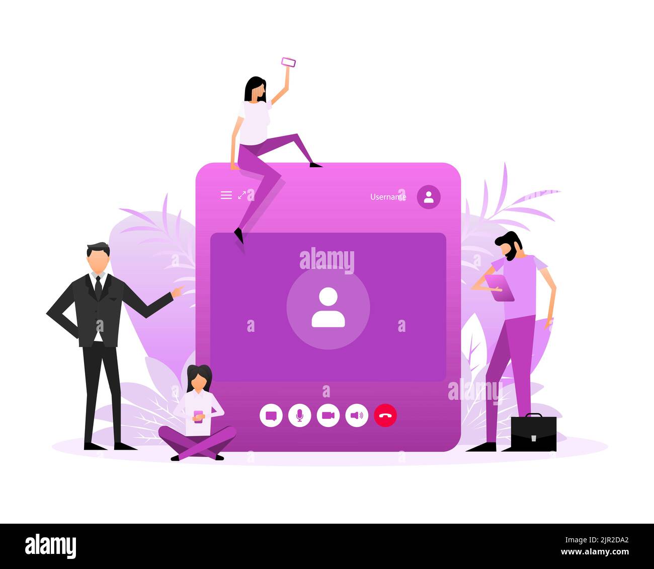 Mockup with video call people. Mobile phone mockup vector illustration Stock Vector