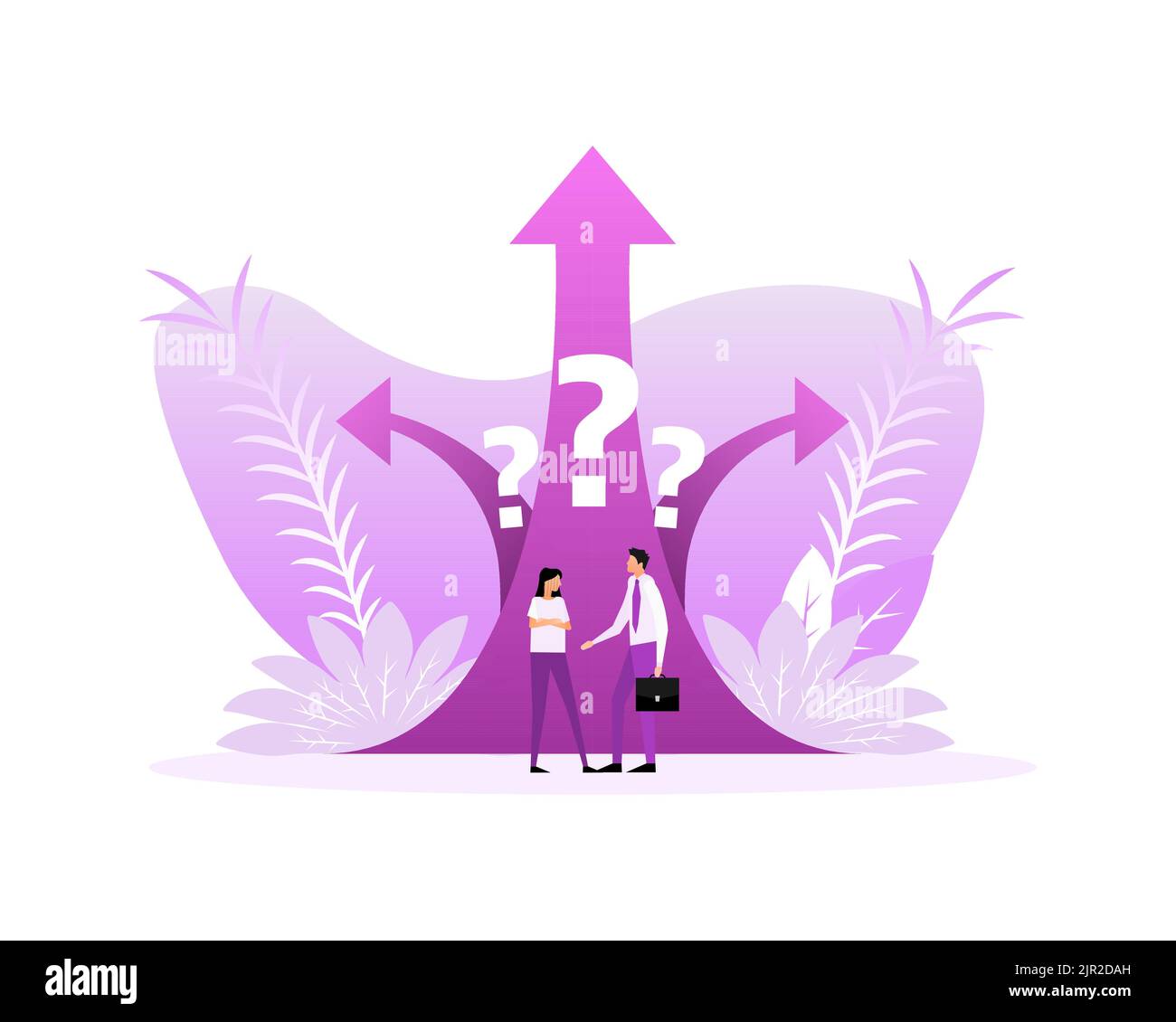 Choice way concept. Crossroads arrows. Decide direction. Problem solving, way to success Stock Vector