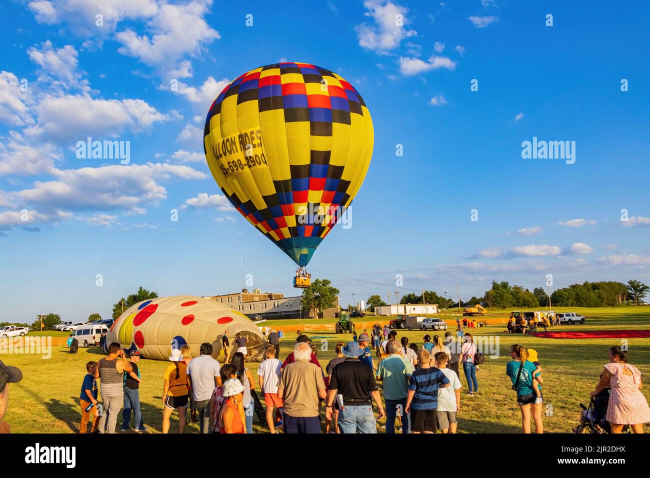 Oklahoma, AUG 12 2022 People waiting for the tethered ride in the