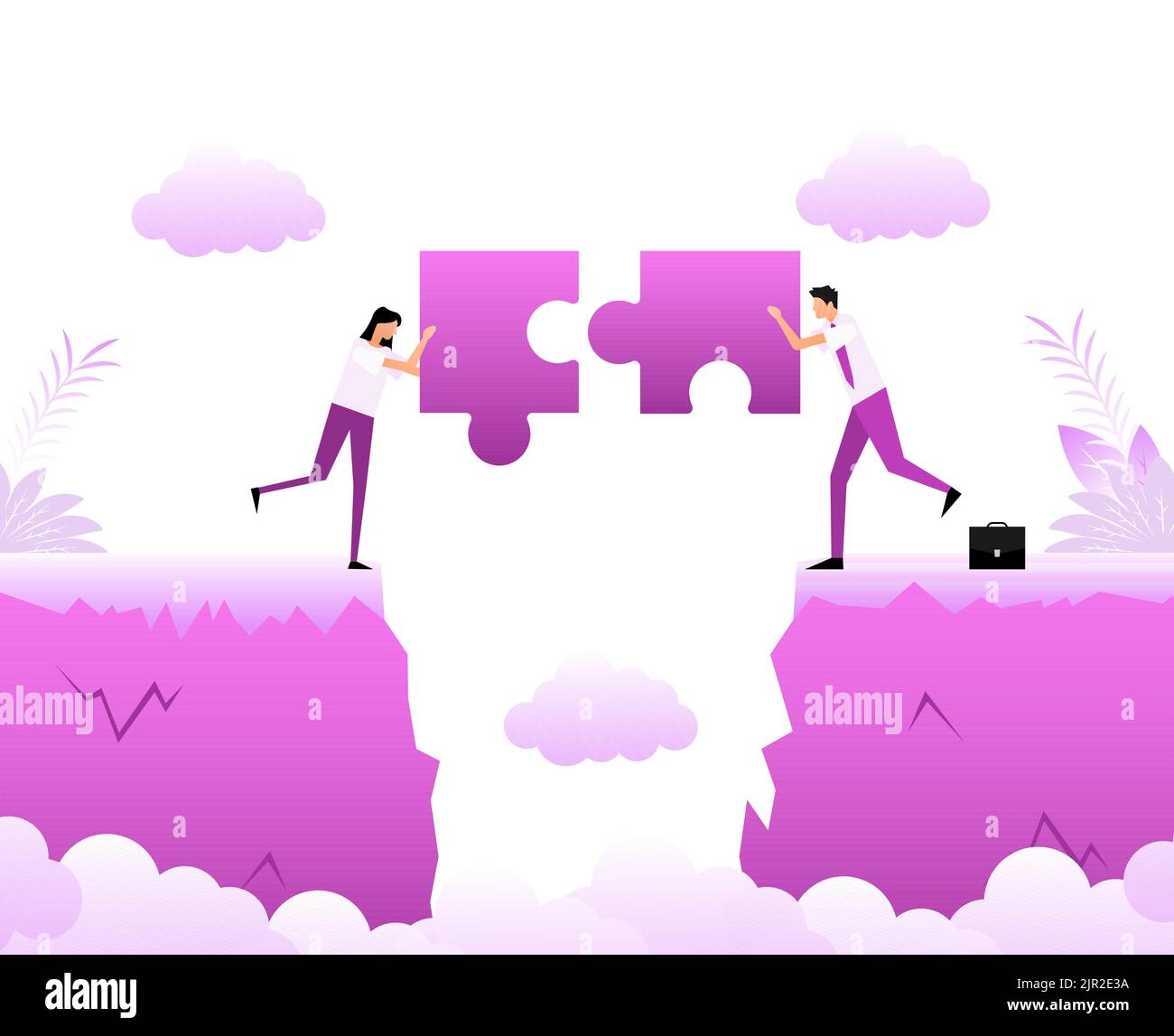 Cartoon icon with people chasm. Business concept. Team concept. Stock Vector