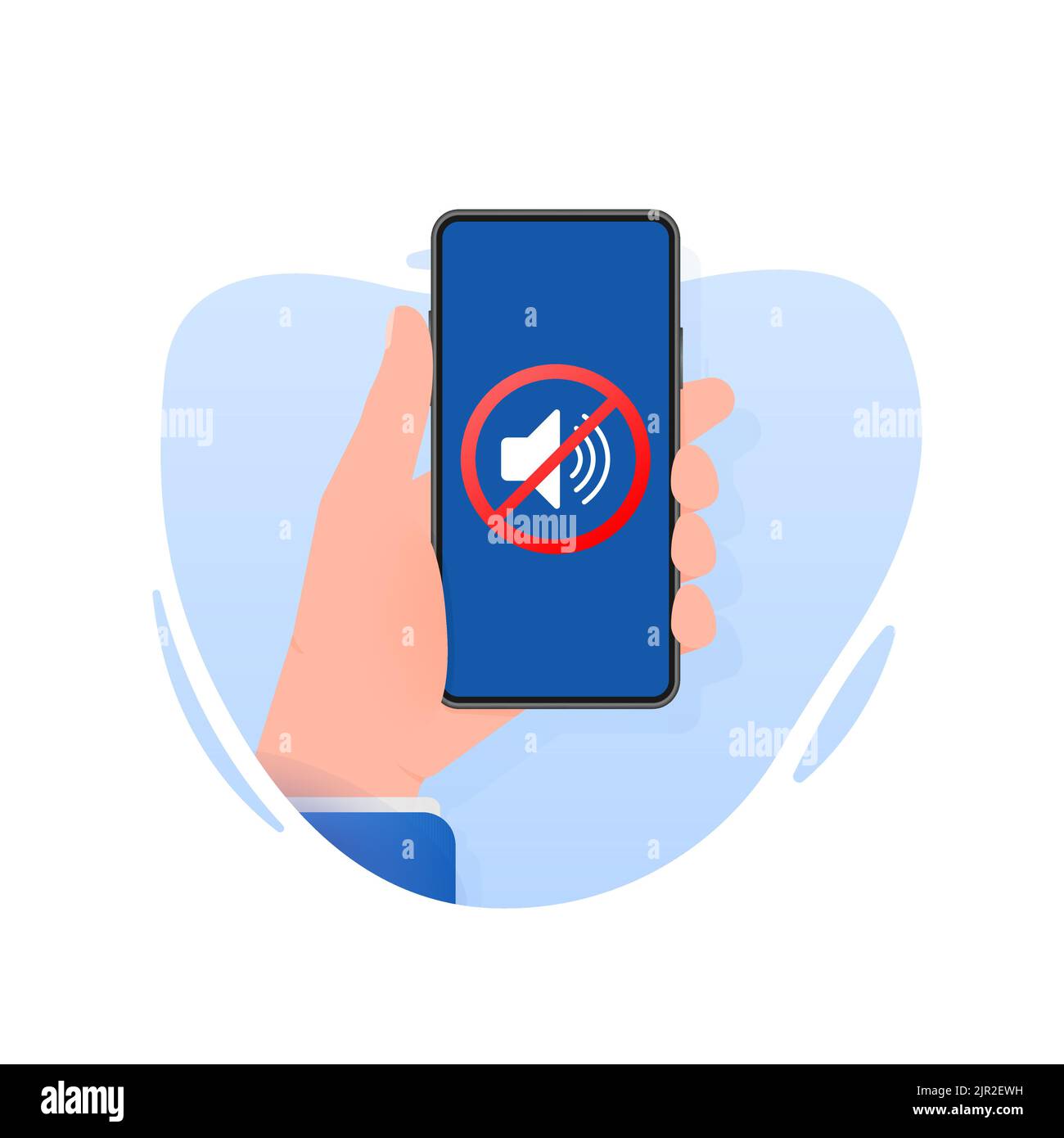 Doodle no sound smartphone hand. Flat vector illustration. Smartphone